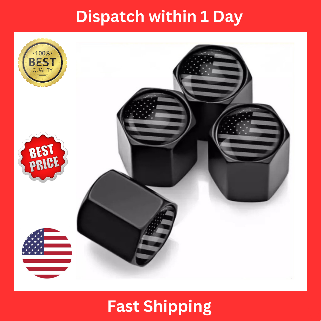 4pcs Patriotic American Flag Tire Valve Caps for Bike Car Truck ATV
