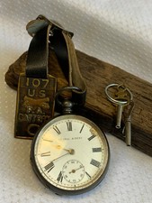 Kendal Dent Pocket Watch Sterling Case With German American War Service Fob