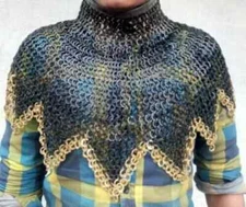 Chainmail Collar, zig zig Bottom Two brass row bottom Aventail Neck gaurd Protec