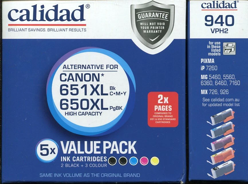 Calidad VPH2 940 Alt Canon 651XL 650XL 5x Value Pack Ink Cartridges