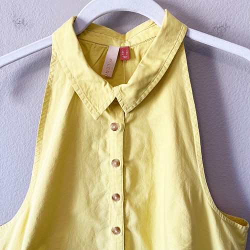 Anthropologie NWT Pilcro Button Front Sleeveless Halter Top Chartreuse Yellow 10 - Picture 2 of 12