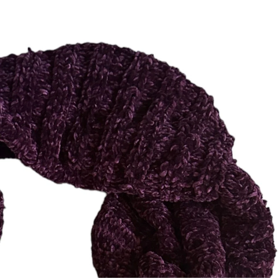 Free People Plum Wine 雪尼尔柔软粗针织无限围巾 — 第 4/4 张图片