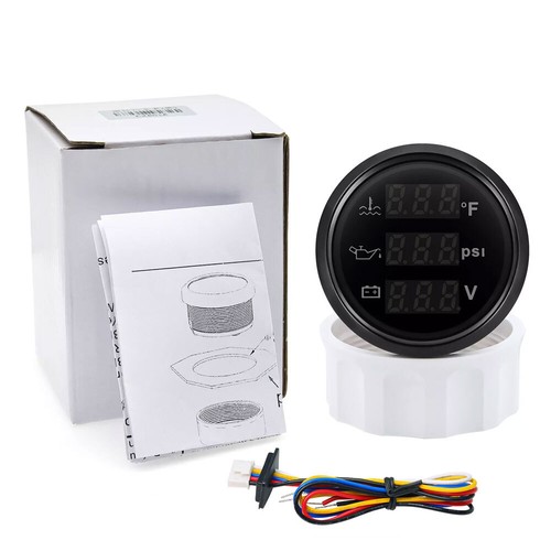 52MM 3 in1 Gauge Water Temp Oil Pressure Volt Waterproof for Truck ATV Boat Car - Picture 16 of 17