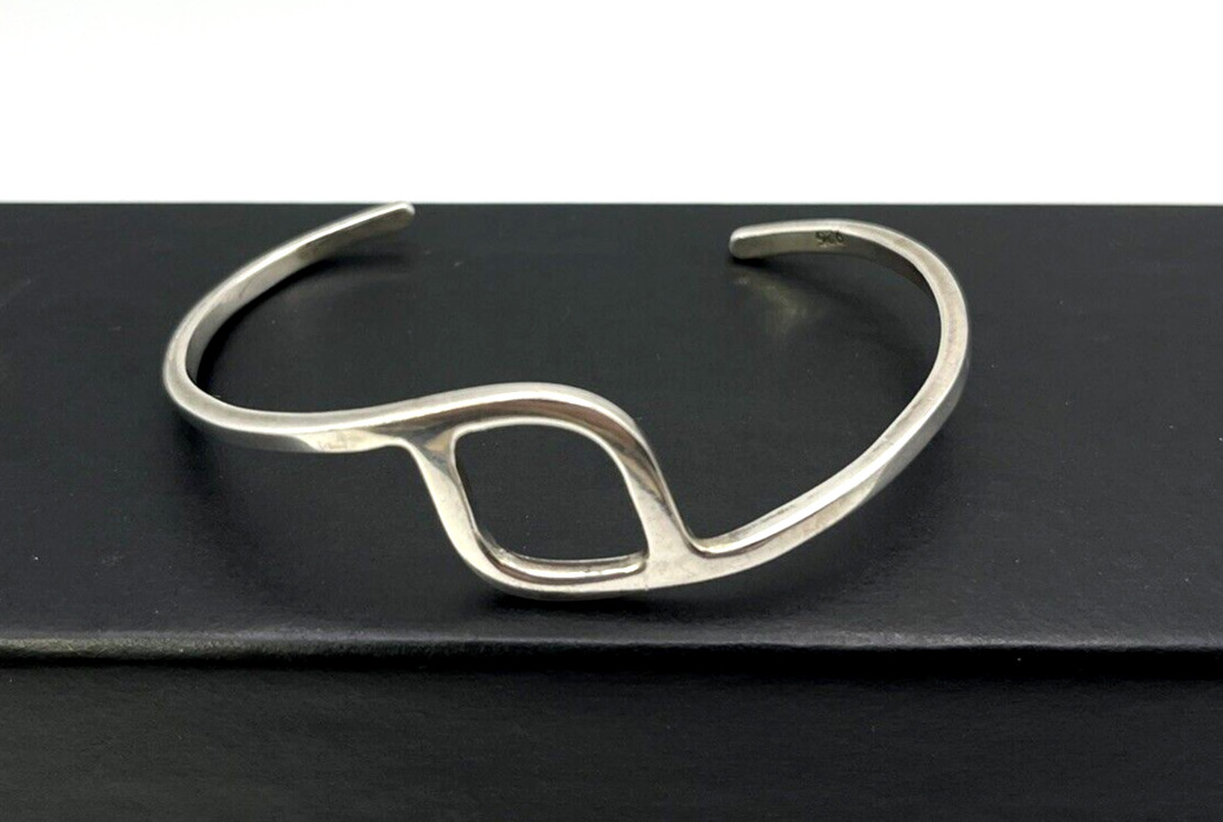 ARTISAN Solid Sterling Silver 925 Thin CUFF open … - image 1