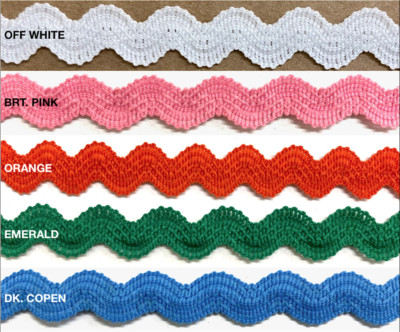 3/8'' Stretch Elastic Novelty Ric Rac Zig Zag Trim - 18 Continuous Yards!