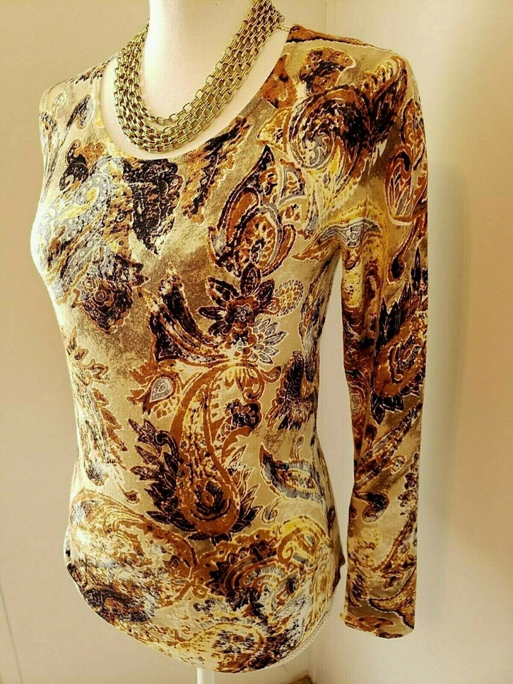 Camiseta Sarah Spencer Mujer Marrón y Azul Manga Larga Talla Pequeña S Foto 2 de 4