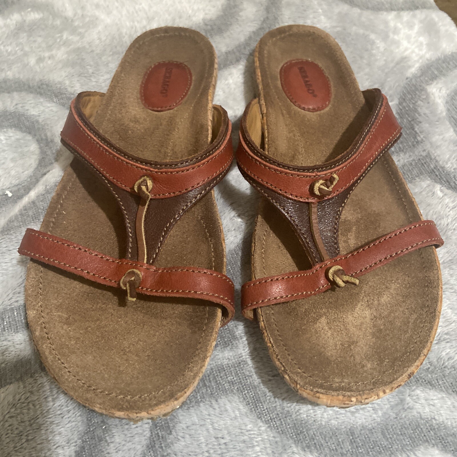 Womens Sebago Brown Leather Thong 