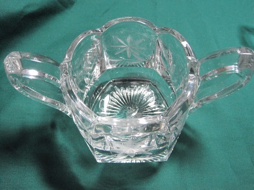 Vintage Open Sugar & Creamer glass Etched floral pattern Scalloped Rim - Picture 6 of 9