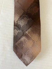 Wemlon by Wembley Men's Necktie Tie Polyester Brown Tan Geometric Woven