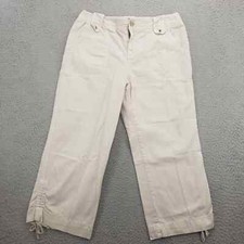 Caribbean Joe Pants Womens 8 Cream Straight Leg High Rise Outdoor Camp