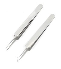 Professional Pointed Ingrown Hair Splinter Tip and Curve Tweezers Set