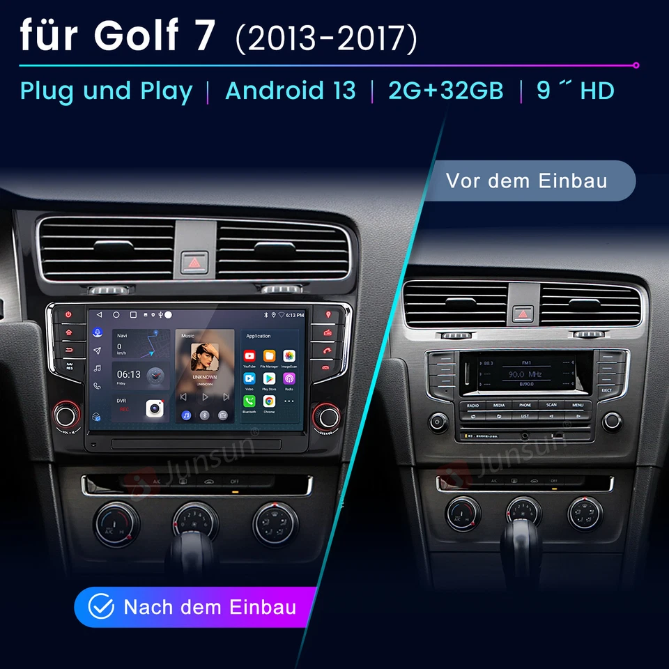 Android 14 Autoradio Für VW Golf VII MK7 2013-2020 Carplay GPS Navi SWC BT DAB+ - Bild 2 von 4