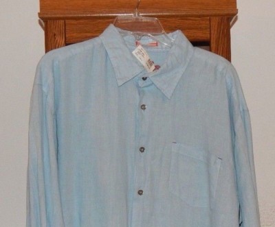 NWT $135 EQ by EQUILIBRIO Sky Blue Linen L/S Shirt  2X XXL