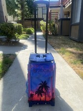 zuca Matte Pink Frame Purple Insert Upright rolling wheeled school Bag suitcase