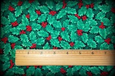 2 yds Christmas HOLLY - Fabric Traditions 100 Cotton 1992 Quilt, Mask, Craft