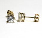 GIA 14k yellow gold 1.03ct SI1 G round diamond 3 prong stud earrings Natural new — photo 3