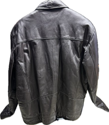 Knightsbridge Leather Jacket Men's Black Full Zip And Button With Pockets Large - Picture 3 of 10