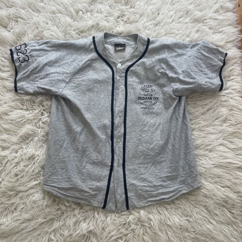 Vintage Zildjian Baseball Jersey Adult Large Gray Cymbals Drums Made in USA 90's