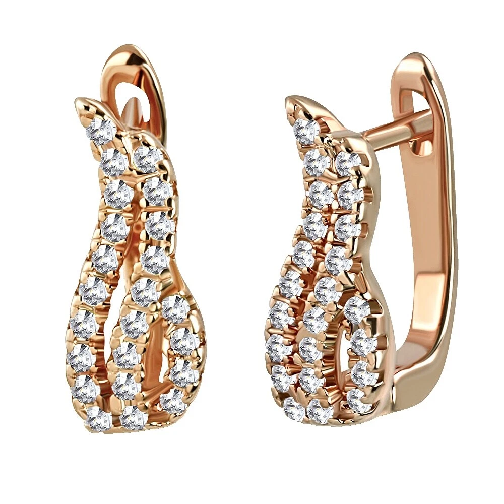 Rose Gold Plated Stone Huggie Fashion Earrings