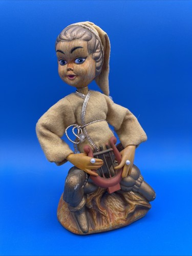 Vintage 1960s Tilso Golden Fantasy Pixie Elf Sprite Figurine Harp Hong Kong 7" - Picture 2 of 11