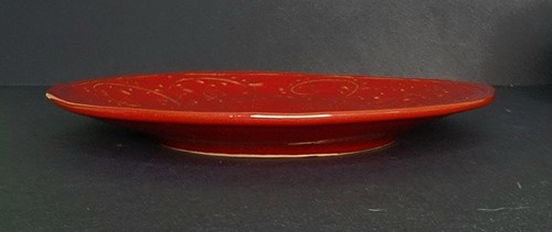 Crate & Barrel Red Carmen Broccato Italy Salad Dessert Plates Embossed Set of 6 - Picture 3 of 5