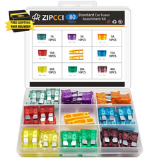 80 Pcs Standard Car Fuse, Fuses Assortment Kit 1A/3A/5A/10A/15A/20A/30A/40A Aut
