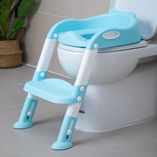 Potty Training Toilet Chair Seat with Step Stool Ladder BlueWhite