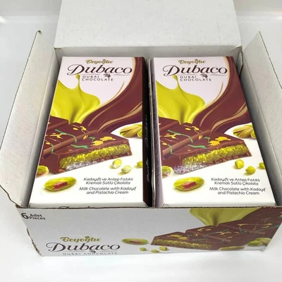 BEYOGLU 6pcs x 200gr Dubai Chocolate Bar with Pistachio "Viral TikTok Chocolate" (Box)