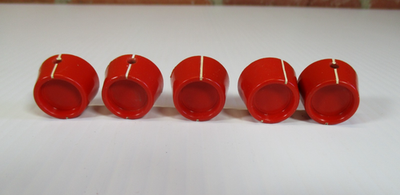 #ad #ad Vintage Red Plastic Knobs Rollo Style Guitar Amp Radio 5 pc 7 8 Wide $24.50