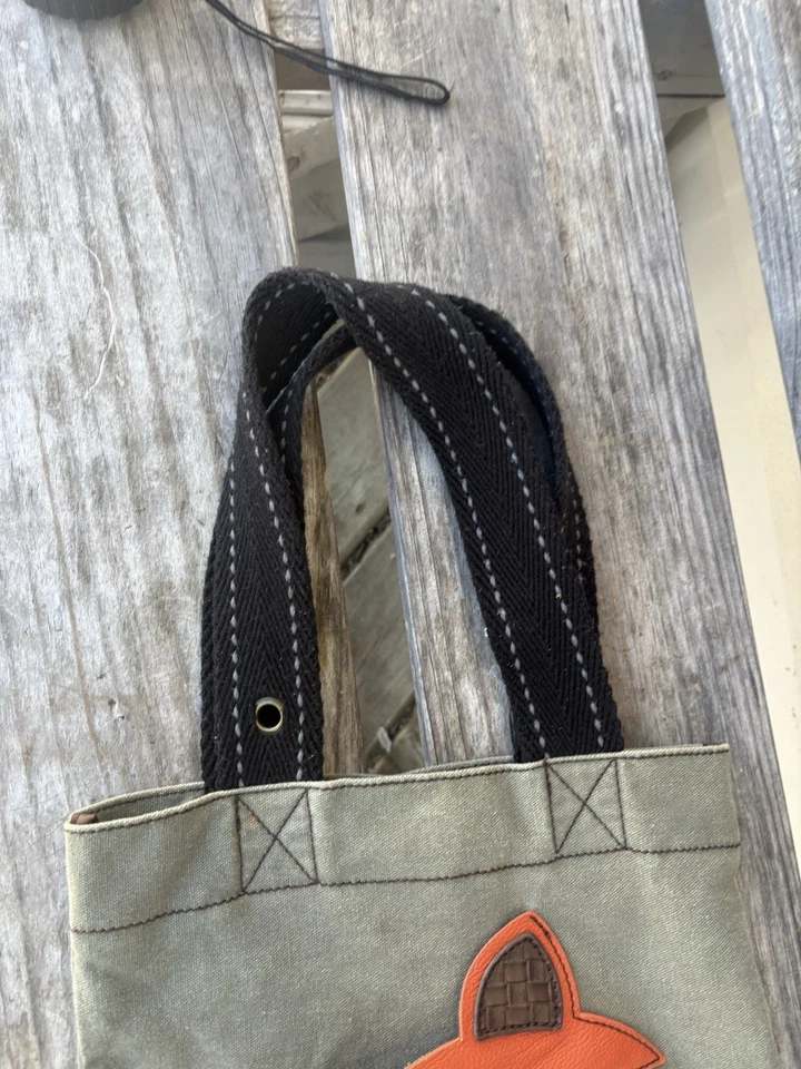 Chala FOX Green Canvas Tote Bag Cute 🥰 - Image 2 of 4