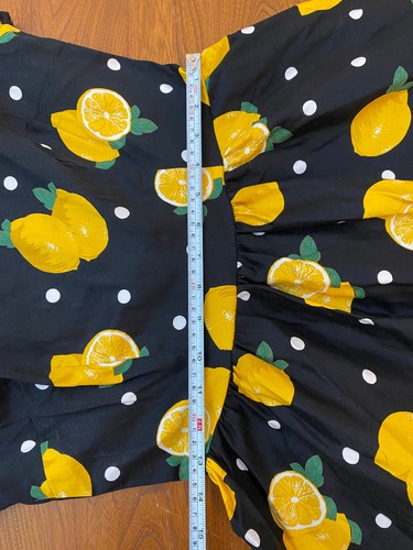 Collectif Dress UK 10 S Demira Polka Dot Swing Lemons Black w/ Pockets - Picture 16 of 18
