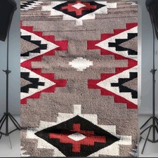 1940 Navajo Wool Rug Horse Blanket Weaving Native American Storm Pattern 