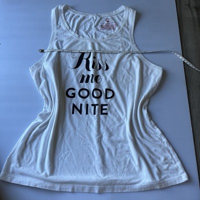 White and black ''Kiss me goodnight'' Victoria s Secret bedtime tank top #y2k