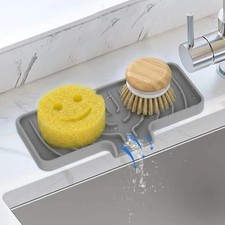 Silicone Sponge Holder for Kitchen Sink With Drain Spout, Self Draining, Kitc...