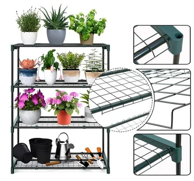 HOMION Garden 4-Tier Stand Shelving Unit Storage Greenhouse Organiser Flower Plant Rack