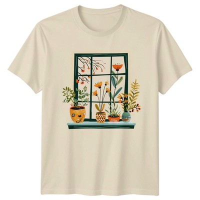 Skandinavischer Frühling Volkskunst Damen T-Shirt Zimmerpflanzen Gartenarbeit Muttertag