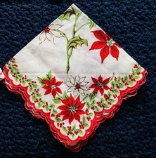 Vintage Ladies Hankies Handkerchiefs Holiday Christmas Valentine  s Lot Of 5 1/2