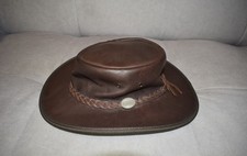 Barmah Squashy Leather Outback Cowboy Hat Brown Waterproof Australia Made Size L