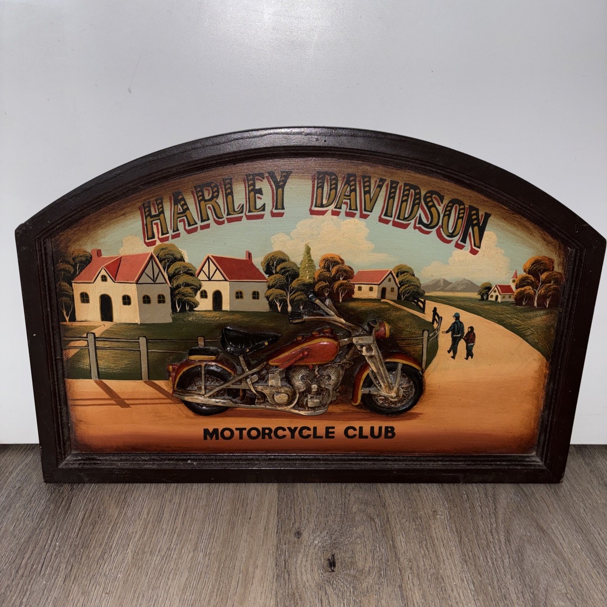 Harley Davidson Motorcycle Club Wall Art Sign Brown 3D Wooden