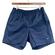 VTG Nike Shorts Mens Med 90s Y2K Board Swim Trunks Swoosh Nylon Mesh Lined Blue