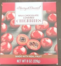 New Sealed Harry and David, Milk Chocolate Cherries, 8 ounces ~ 08/2026