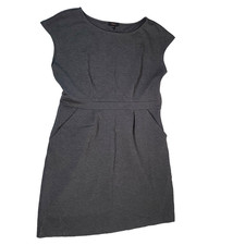 Quince Dress Women XL Gray Ultra-Stretch Ponte Cap Sleeve Dark Academia Office
