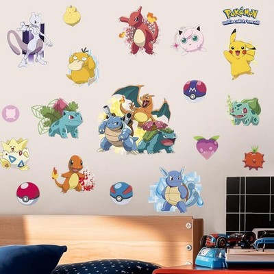 Pikachu Cartoon Wandtattoos Pokémon  Animation Süß Kinderzimmer Aufkleber