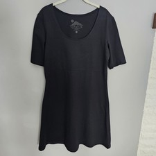 Sahalie Mini Dress Womens Size L Black V-neck A-line Cotton Blend Basic Capsule 