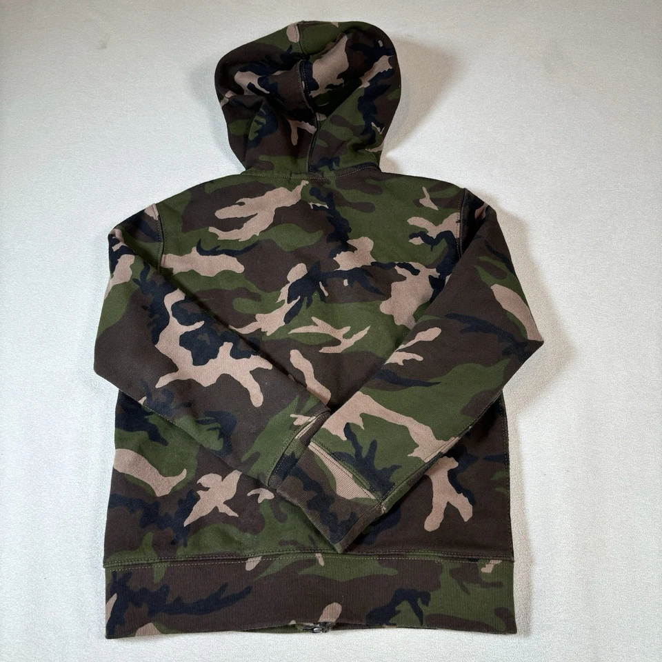 Толстовка с капюшоном на молнии для мальчиков Polo Ralph Lauren зеленая камуфляжная флисовая с подкладкой размер 6 школьная - Изображение 3 из 4