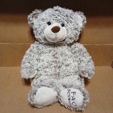 FAO Schwarz Gray White Teddy Bear Plush Stuffed Animal 17  