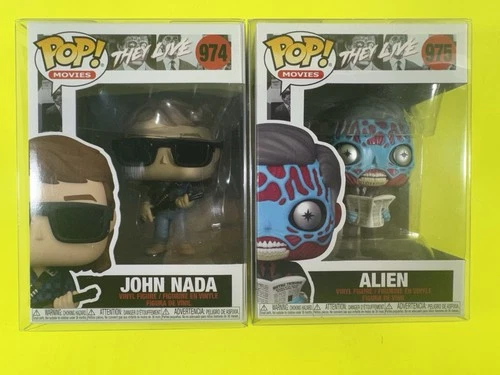 Funko Pop! John Nada ALIEN They Live Movies #974 #975 SET w/PROTECTORS