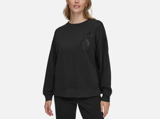 Calvin Klein Women Oversized Logo Crewneck Sweatshirt Black Size L