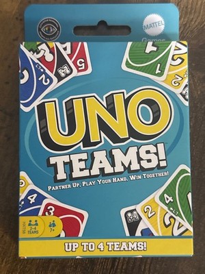 UNO Teams Card Game for Family Game Night (112 cards, ages 7+, 2-4 teams)