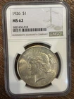 1926 Peace Dollar NGC MS62 Silver $1 Nice Luster Choice BU Example